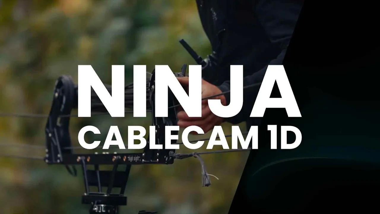 Ninja Cablecam 1D — the film’s title card over a frame of the rig being mounted on its cable